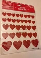 Valentine's Pack Of 32 Glitter Heart Stickers 0578B18