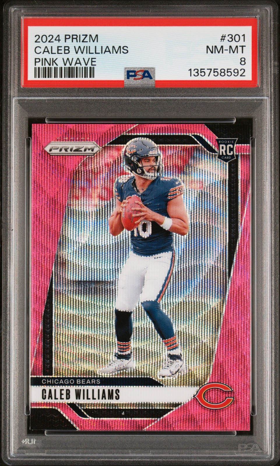 2024 PANINI PRIZM PINK WAVE #301 CALEB WILLIAMS PSA 8