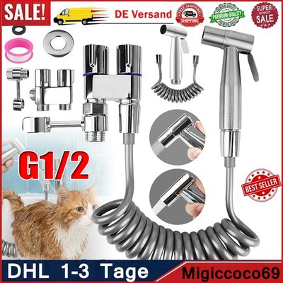 Bidet Brause mit Halter Edelstahl WC Hand Duschkopf Intim Hygiene Dusche Bad Set