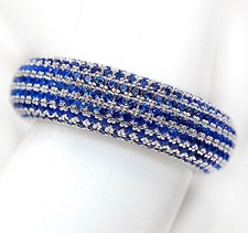 3CT Treated Blue Sapphire 925 Sterling Silver Enternity Ring Sz 7 MK6-8