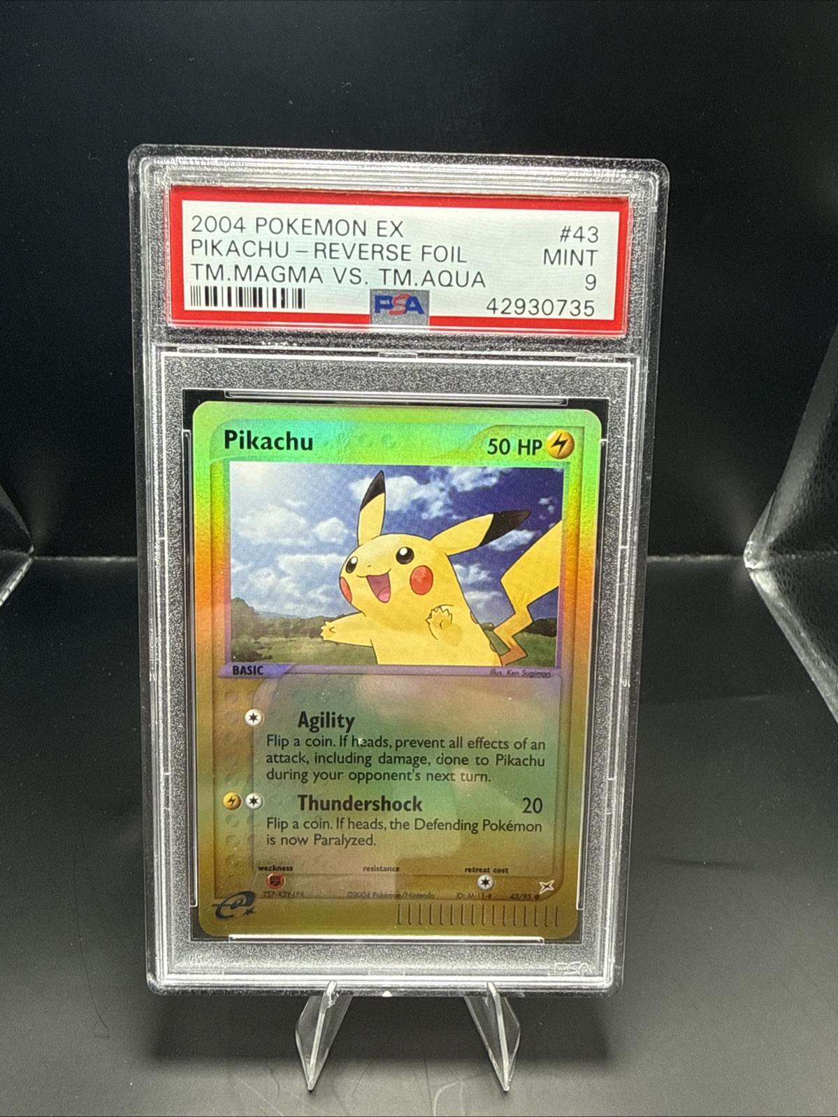 Pokemon EX Pikachu Reverse Holo Team Magma vs. Team Aqua #43/95 PSA 9 MINT