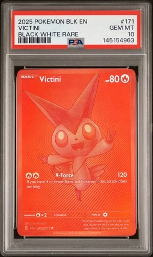 2025 POKEMON BLK EN-BLACK BOLT BLACK WHITE RARE #171 VICTINI PSA 10