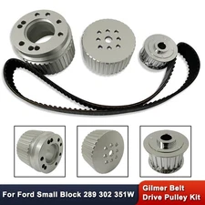 For Ford Small Block SBF 289 302 351W Aluminum Gilmer Belt Drive Pulley Kit