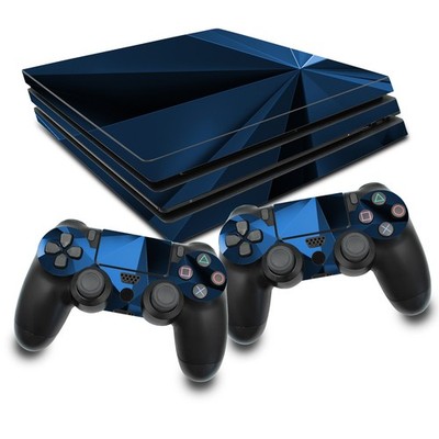 Set Polygon Blau Aufkleber Skin Folie passend für Ps4 Pro Konsole RX022-04
