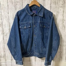 PENDLETON Denim Jacket Cotton Native pattern Size L Indigo Blue Length 66cm