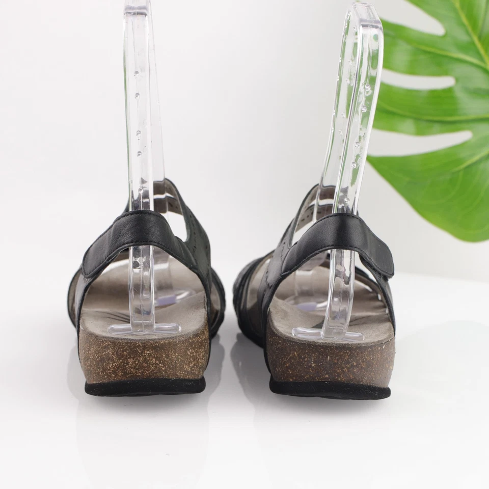 Abeo Womens Bijou Sandal Size 10 N Black Leather Adjustable Strappy Flat Shoe - Image 4 of 4