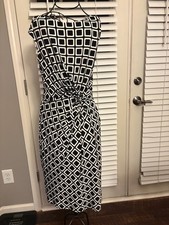 Lauren by Ralph Lauren Black & White Geometric Print Classic Dress – Size 4