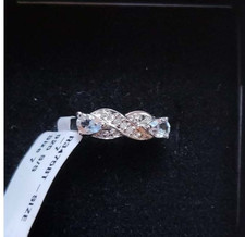 Ladies Genuine Sterling Silver/Aquamarine 0.42 ct Infinity Ring 7 New in Box