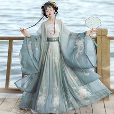 Traditional Women Song Dynasty Embroidery Hanfu Dress Stage Costume Dance Party