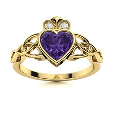Amethyst Gemstone Three-Stone Crown Chakra Ring Jewelry Sterling Silver