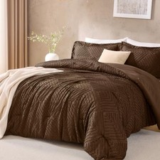 King Size Comforter Set, Boho Tufted 3-Piece Bedding King 104" 90" 01 - Brown