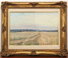 G.M. Peinture à l'huile originale soviétique de Ségal "Champ de blé" vers 195...