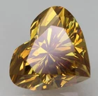 Cert 1.37 Ct Orangy Yellow VVS1 Heart Shape Natural Enhanced Diamond 7.75x6.65mm