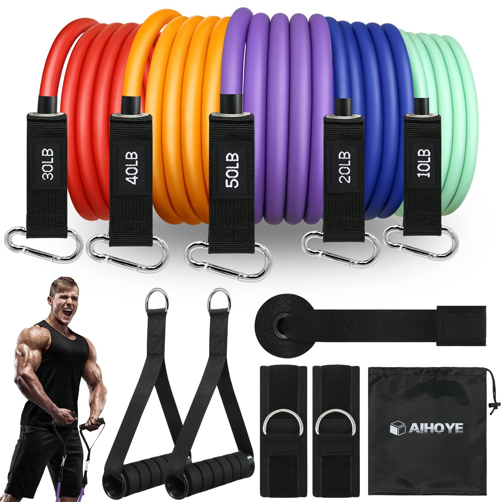 Set For Working Out - Exercise Bands With Door Anchor ...