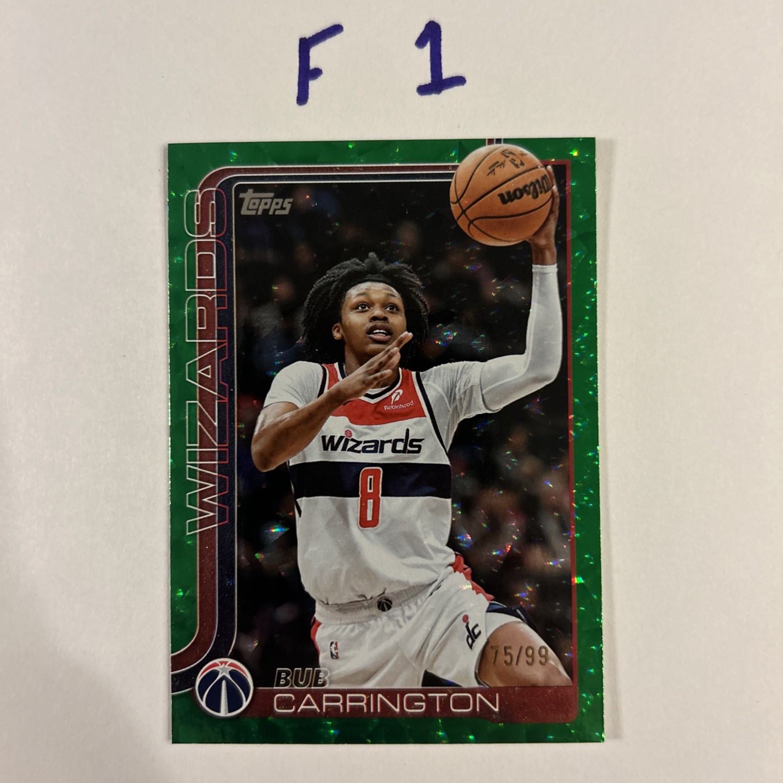 2025-26 Topps - Bub Carrington #97 Green Crackle Board Foil /99 Costco Excl
