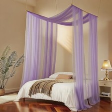 Bed Canopy Drapery Bed Curtains Gauze Decor 62"W x 236"L Pack of 2 Purple