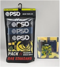 3 Pk PSD Underwear Micro Men S - XL Core Standard Boxer Briefs Black Navy Yellow