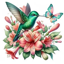 Floral Hummingbird & Butterfly PVC Vinyl Car Decals Stickers Waterproof Self 