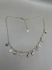 Luna Norte Signed 14K Yellow Gold Plated Stars Heart Moon Charms Necklace NWOT