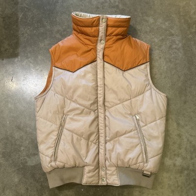 Vintage White Stag Action Sports Puffer Vest 70's 80's Orange Darts Chevron M/L