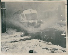 1954 Flooded Streets Seattle Wa Puddle Northeast Bus 8X10 Historic Vintage Photo