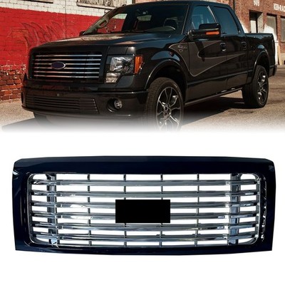Front Bumper Grille Black+Chrome Fit For 2009-2014  Ford F150 Harley-Davidson