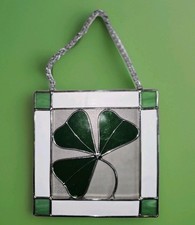 Stained Glass St Patrick Lucky Clover Suncatcher 6x6 Inch