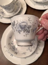 Royal standard Melody Pattern Footed Cup And Saucer With Salad Plate. Lot Of 4