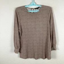 ADRIANNA PAPELL Womens T Shirt Top Sz S Small Long Sleeve Polka Dot Excellent