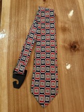 Robert Talbott Men's Silk Tie. Blue/Red Squares Geometric Design. Made In USA