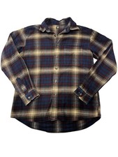 Uniqlo Flannel Checked Shirt - Men's Blue & Brown Plaid Long Sleeve XS
