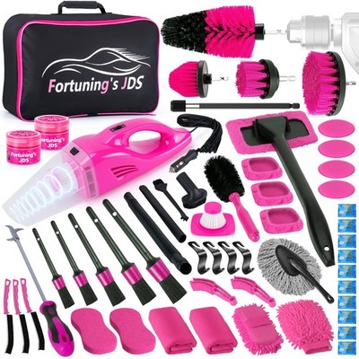 55PCS Pink Car Detailing Kit Interior Cleaner with High Power Handheld Vacuum...