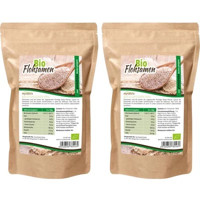 Mynatura Bio GANZE Flohsamen 99% Reinheit (2 x 1000g Beutel) - Bild 1 von 4