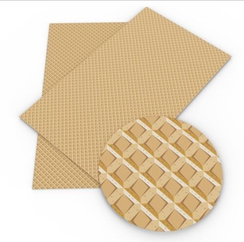 Ice Cream FAUX LEATHER SHEET 8 X 12" Ice Cream Summer Waffle Cone Ordinary textu - Picture 2 of 2