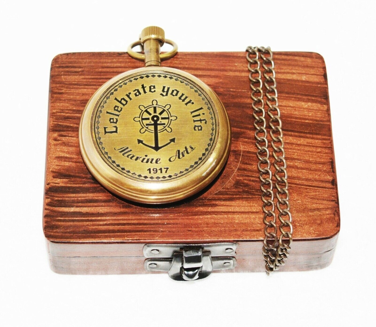 Antique Vintage Maritime Victoria London Brass Pocket Fob Watch