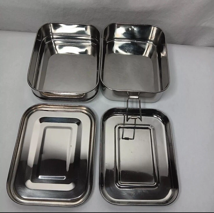 GRUB2GO Bento Box Stainless Steel 4 Piece Meal Container Lunch Box Stacking