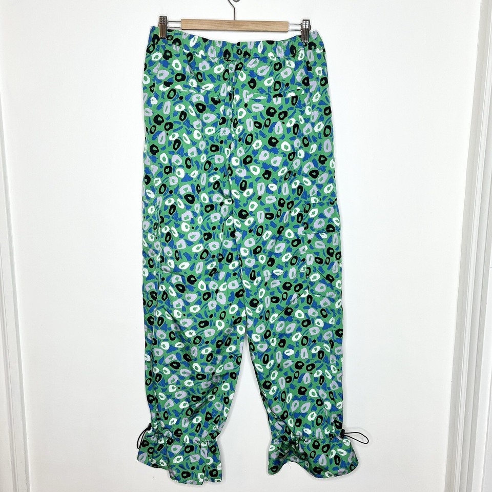 Diane Von Furstenberg Target Spotted Cargo Utility Pants Green Womens L
