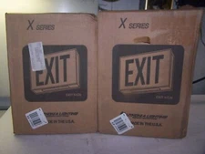 2) NEW LITHONIA 120/277 VAC WHITE STEEL LED EXIT, SINGLE STENCIL FACE LXSW3R