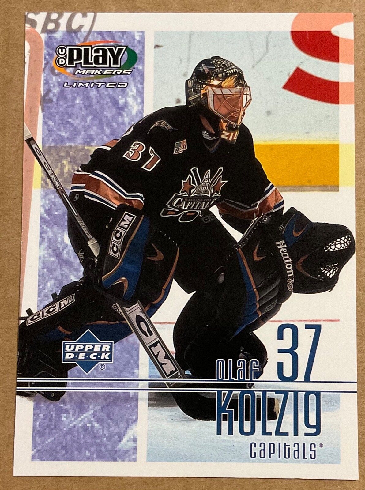 2001-02 OLAF KOLZIG UD PLAYMAKERS LIMITED CARD #99 WASHINGTON CAPITALS