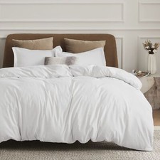 Bedsure White Duvet Cover Queen Size - Soft Double Brushed Duvet Cover for Ki...