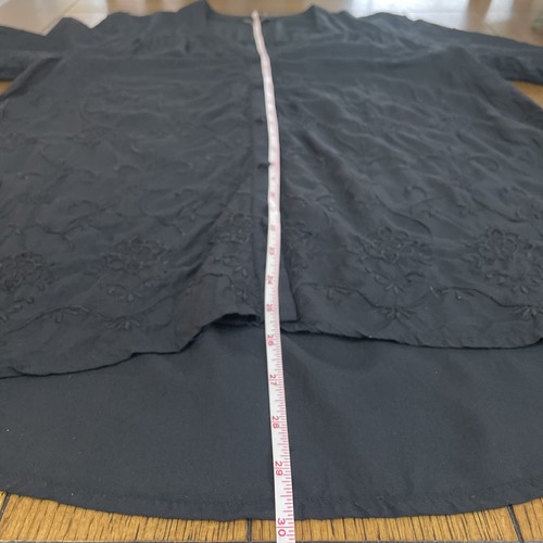 Lucky Brand Womens Top Black Embroidered Boho Peasant 3/4 Sleeve M - Picture 7 of 10