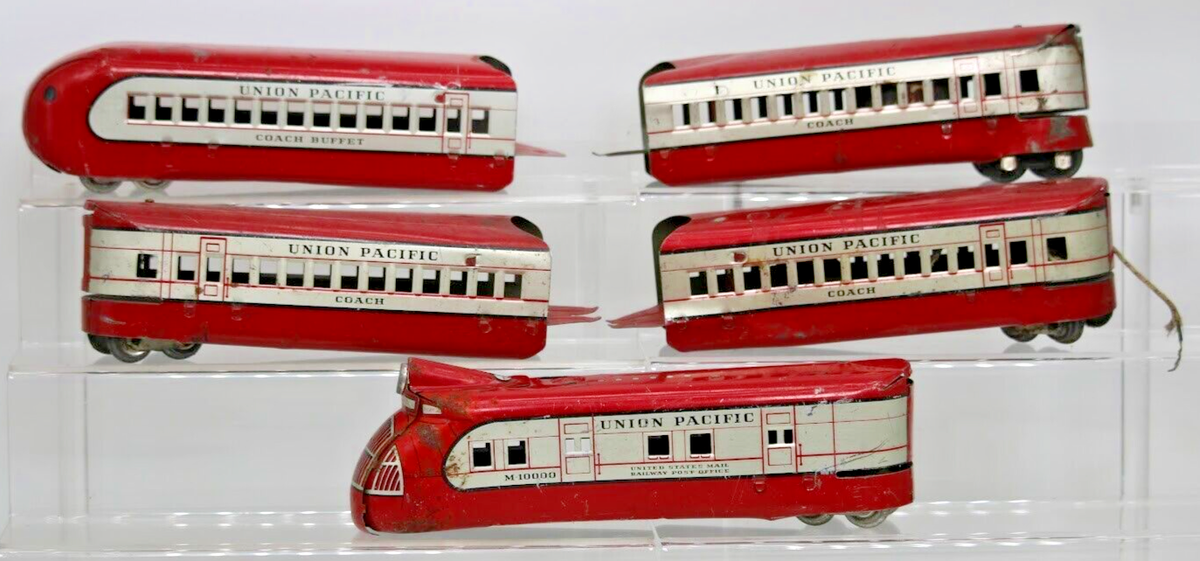 1930's Vintage Rare Red Marx M10000 Tin Union Pacific Passenger