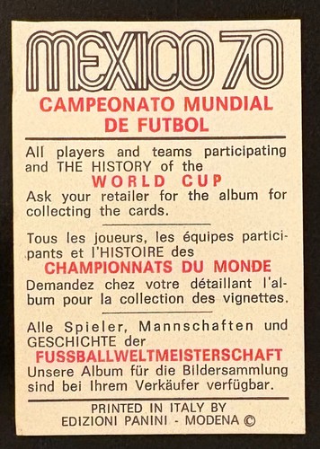 PANINI WORLD CUP 1970 CZERWONY/CZARNY - WYBIERZ SWOJE KARTY - Zdjęcie 342 z 348