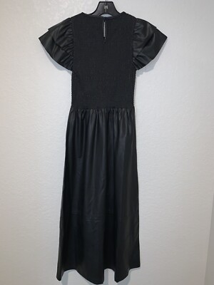 New NWT Zara Black Faux Leather Dress Small 4387/256 | eBay