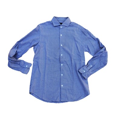 MASSIMO DUTTI Textured Dress Shirt Men's MEDIUM Blue Long Sleeve Cotton  Designer | eBay