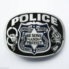Police America's Finest Metal Belt Buckle