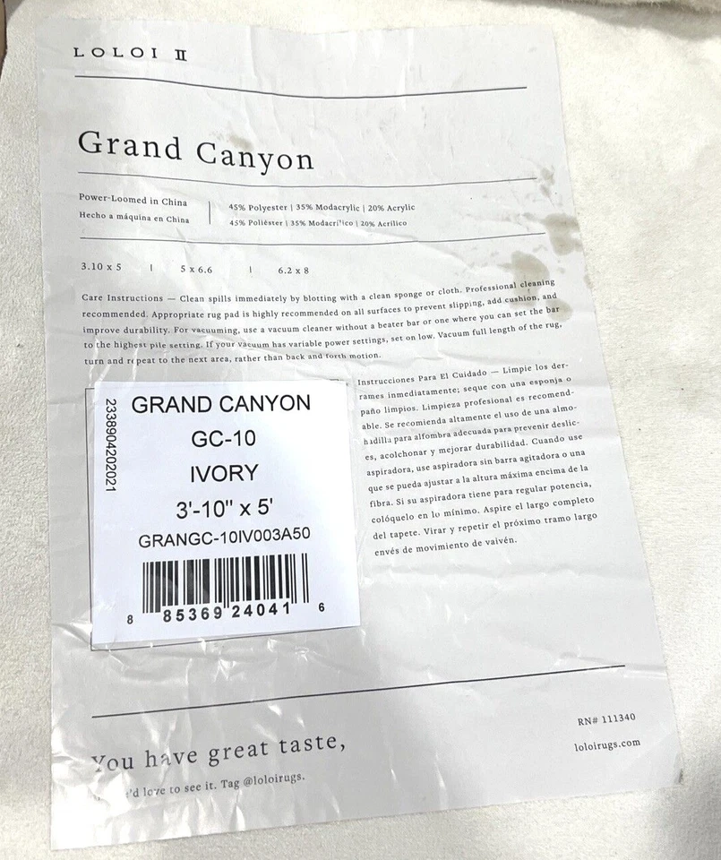 Loloi II Grand Canyon Ivory 3'-10" X 5' Area Rug GRANGC-10IV003A50 (Damaged) - Image 2 of 4