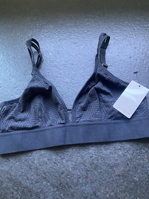 Lively Mesh Bra 41265 Elastic Band Geometric Mesh Pattern Plunge Large