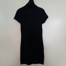 Canyon River Blues Women Short Sweater Dress S Black Turtle Neck Short Sleeves