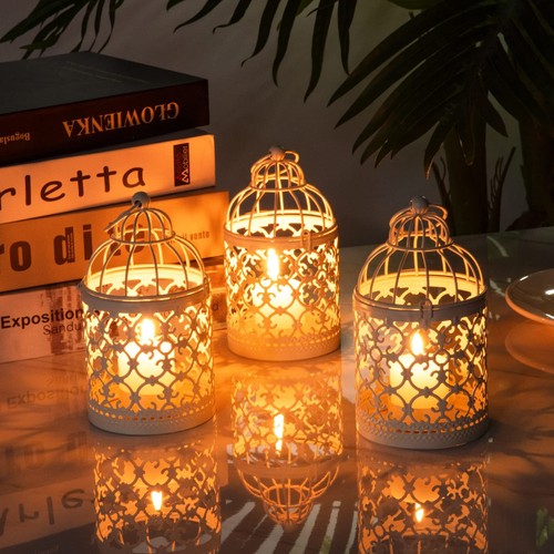 Hanging Birdcage Lantern 6pcs Small Metal Tealight Holder Vintage Decorative Han - Picture 5 of 7